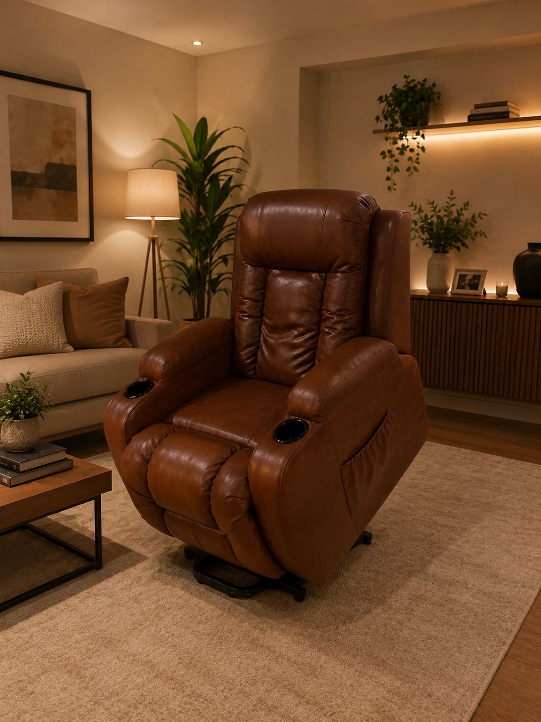 Poltrona lift MoV em um ambiente residencial aconchegante